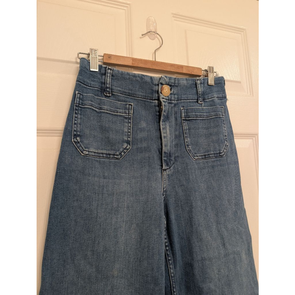 Women's Maeve by Anthropologie Blue Colette Wide Leg Jeans Size 28 - Picture 3 of 10